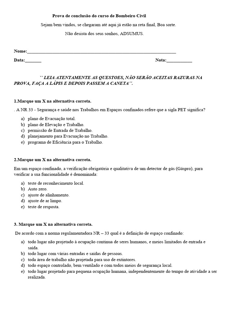 Prova de Bombeiro Civil: Questões e Normas | PDF | Combustão | Incêndios