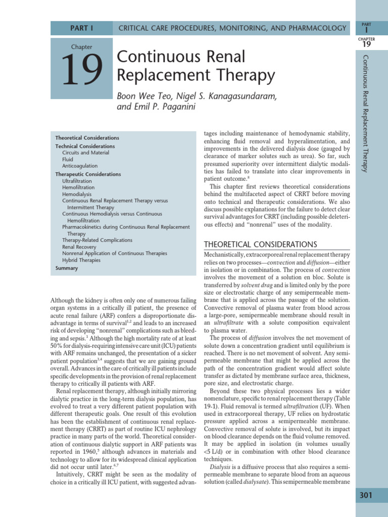 Continuous Renal Replacement Therapy Guide | PDF | Hemodialysis ...