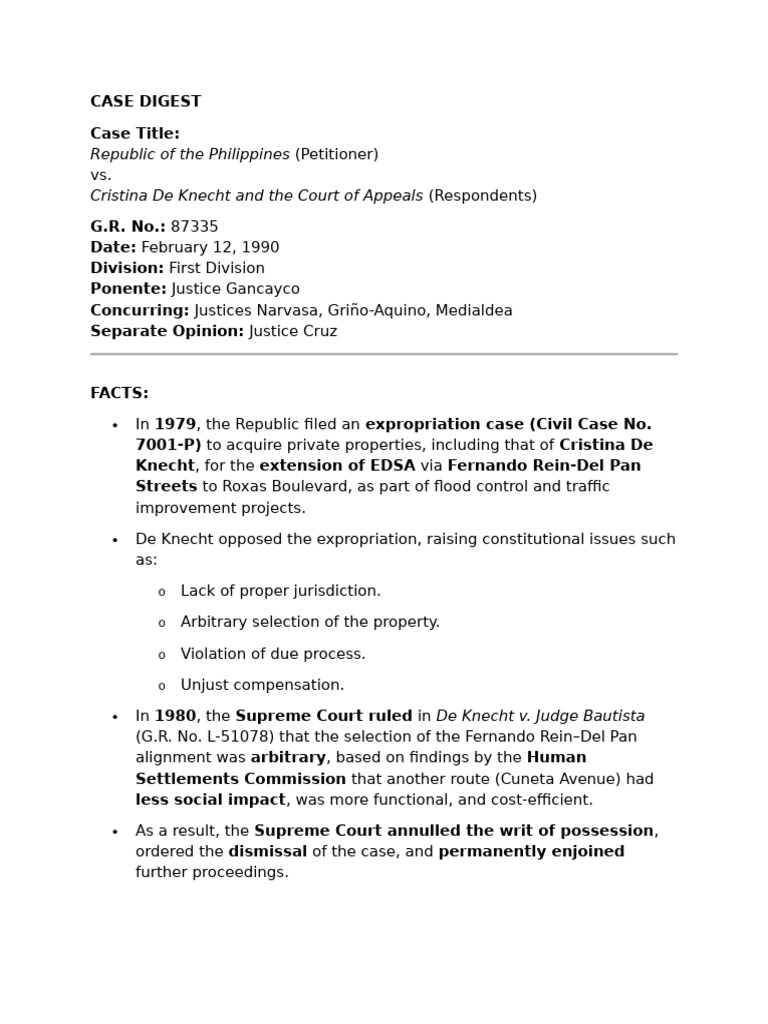 Supreme Court Ruling on Expropriation Case | PDF | Eminent Domain | Due ...