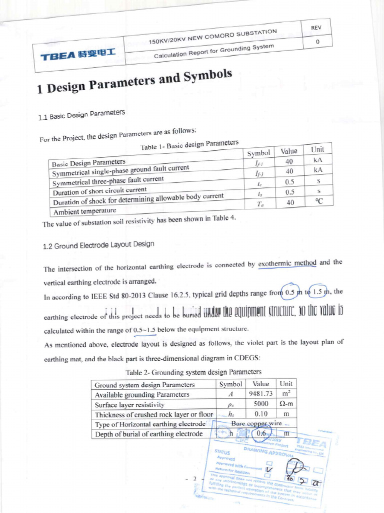 Calculation Report For Grounding System (Status B) | PDF
