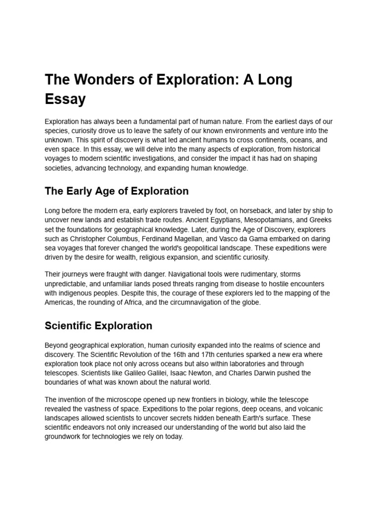 The Wonders of Exploration_ a Long Essay | PDF | Space Exploration ...