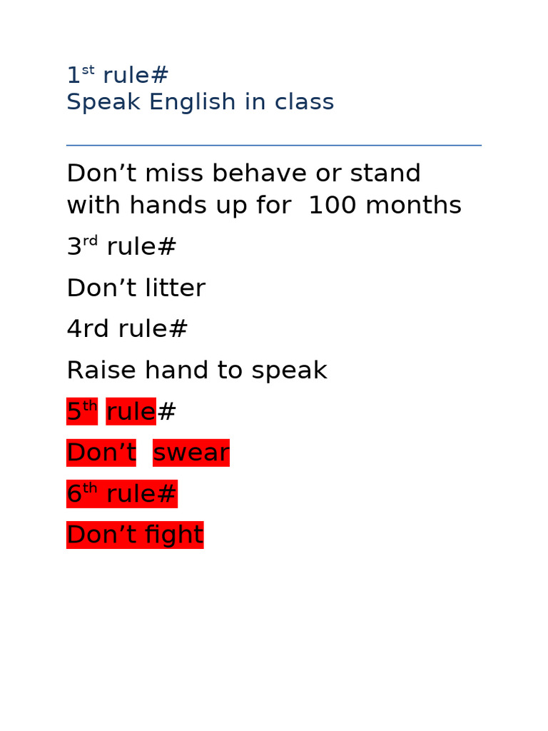 Classroom Rules | PDF