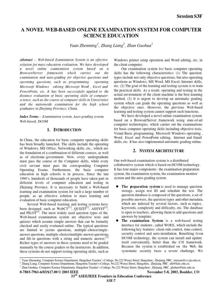 A Novel Web Based Online Examination Sys | PDF | Standardized Tests ...