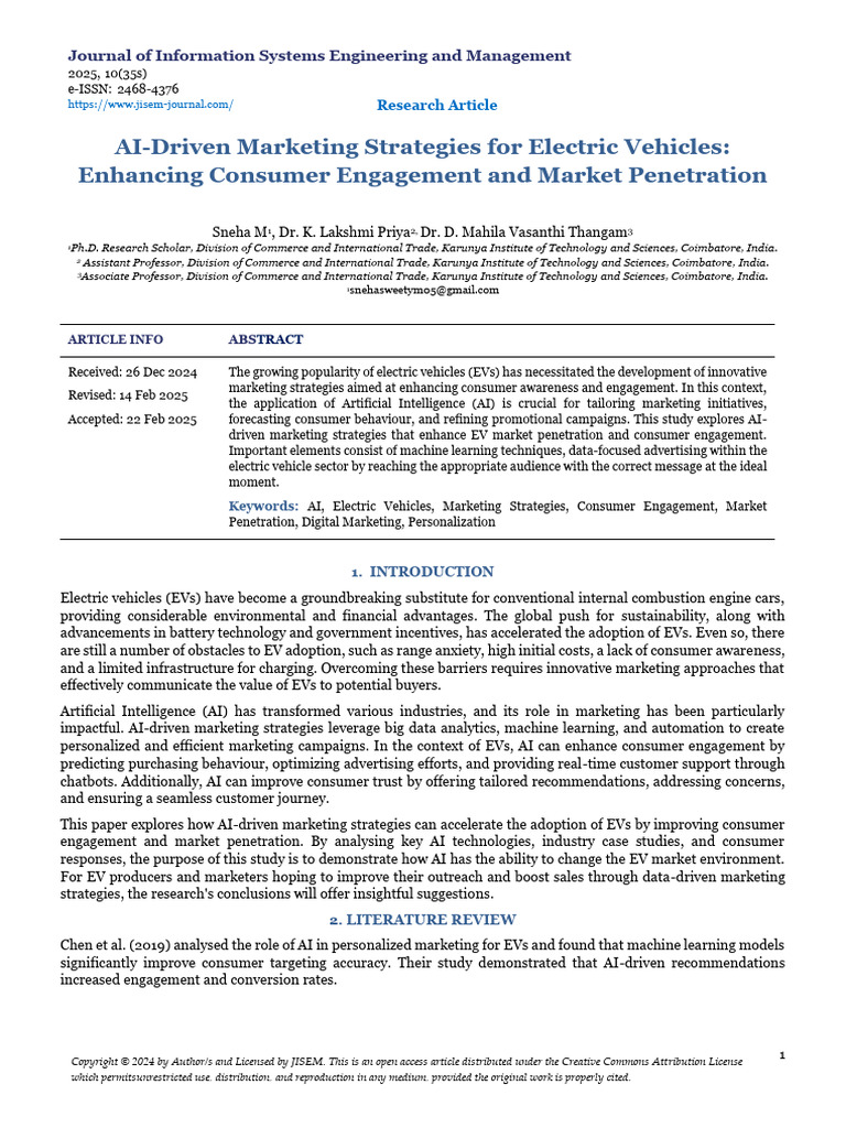 AI Marketing Strategies for Electric Vehicles | PDF | Artificial ...