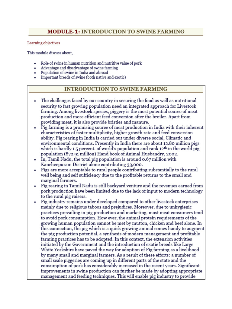 Introduction to Swine Farming Basics | PDF | Pig | Wild Boar