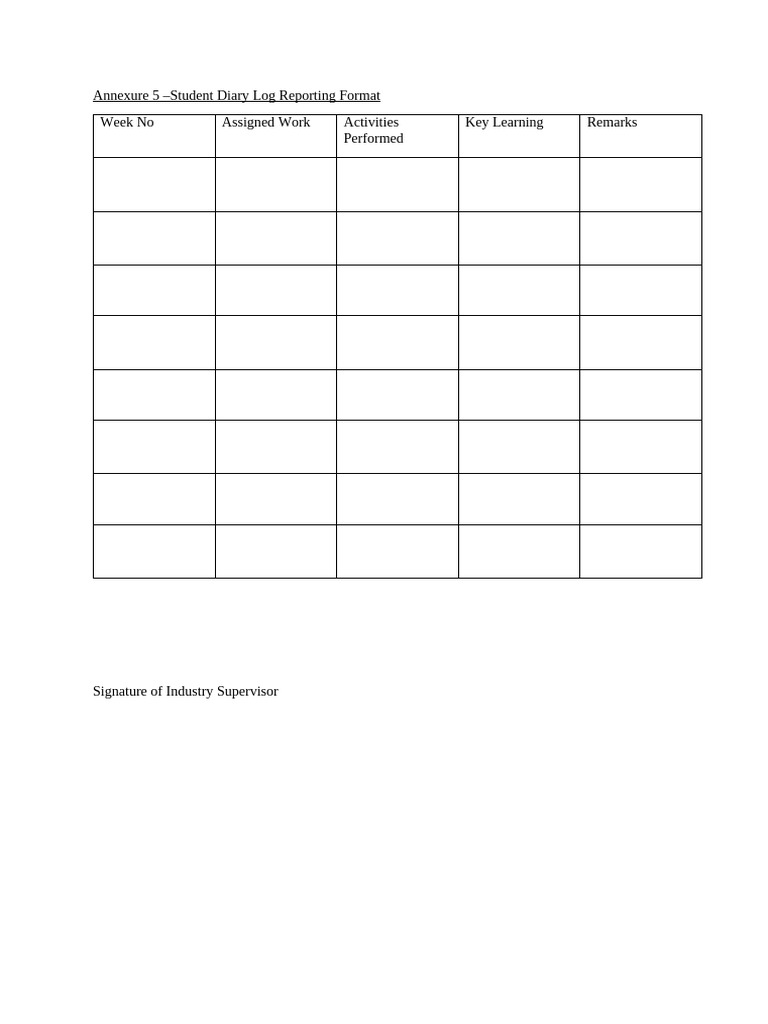 Student Diary Log Reporting Format | PDF