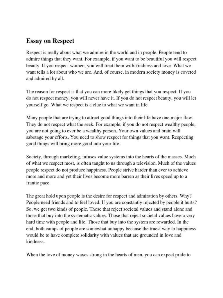 200 word essay on respect