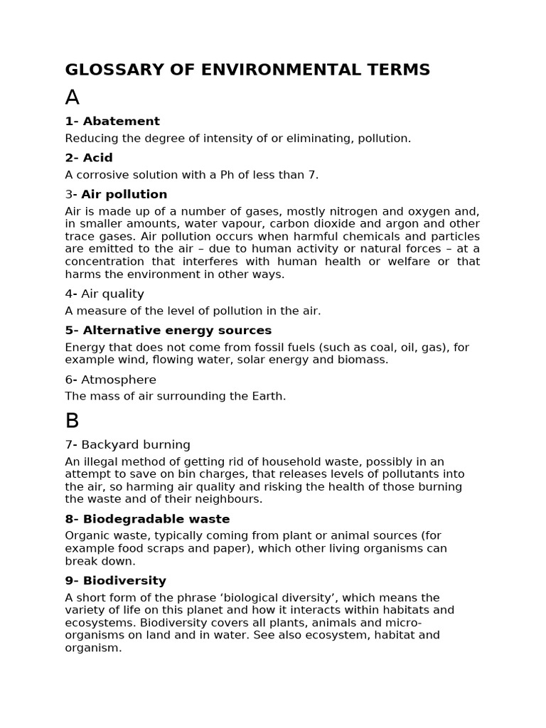 Environmental Terms Glossary | PDF | Climate Change | Waste