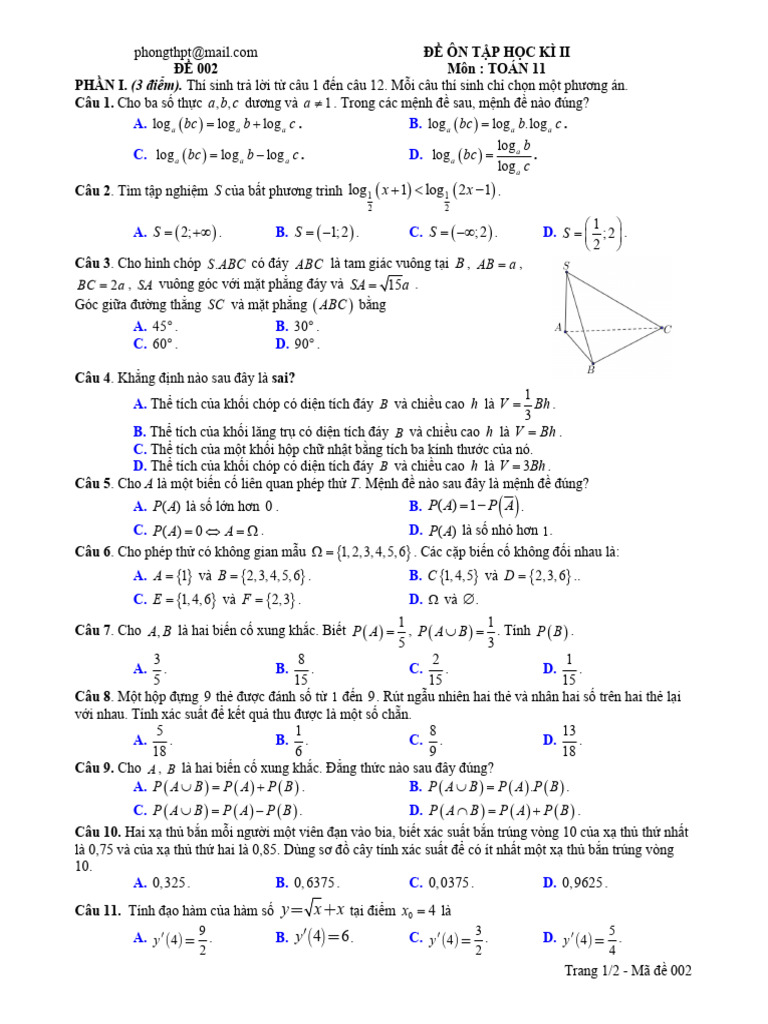 Toan 11 - HK2 | PDF