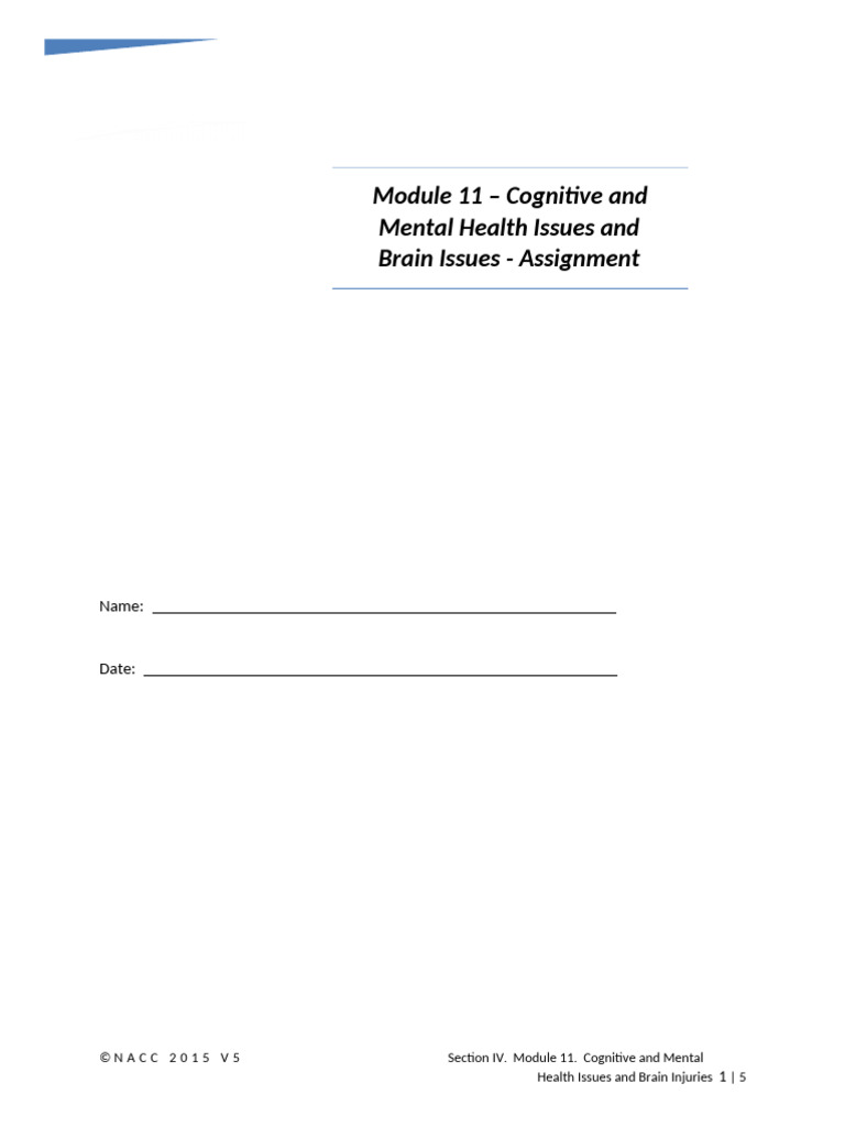 Module 11: Cognitive Health Assignment | PDF | Dementia | Mental Disorder
