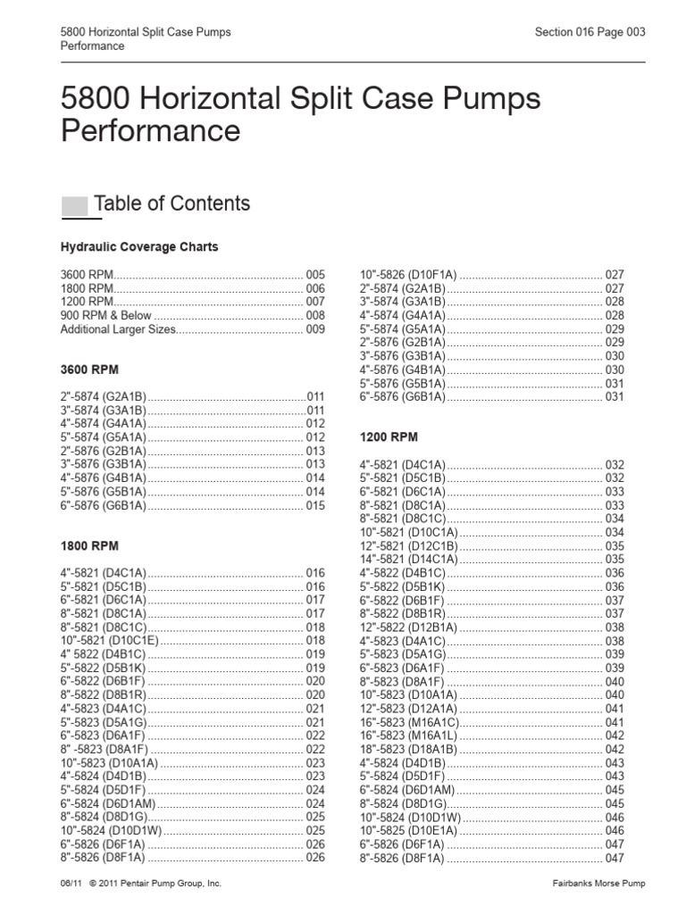 Fairbanks Nijhuis 5800 Horizontal Split Case Pumps | PDF