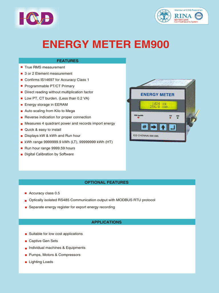 EM9004 Energy Meter Wiring Guide | PDF | Alternating Current | Mains ...