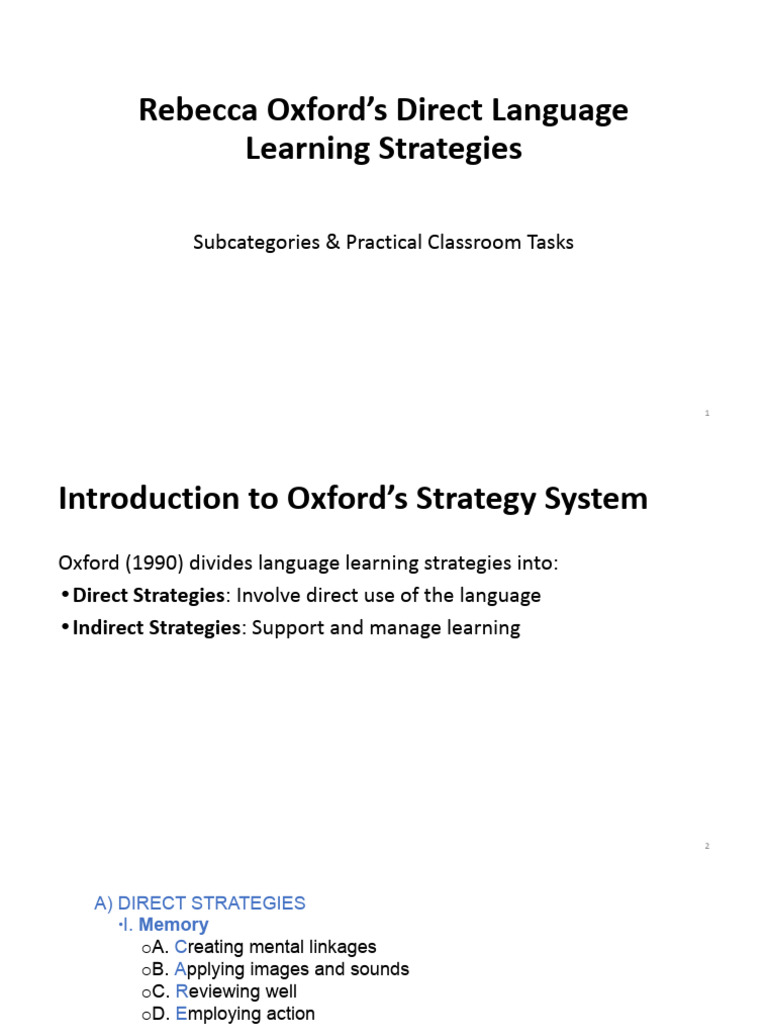 Oxford's Direct Language Learning Strategies | PDF | Learning | Vocabulary