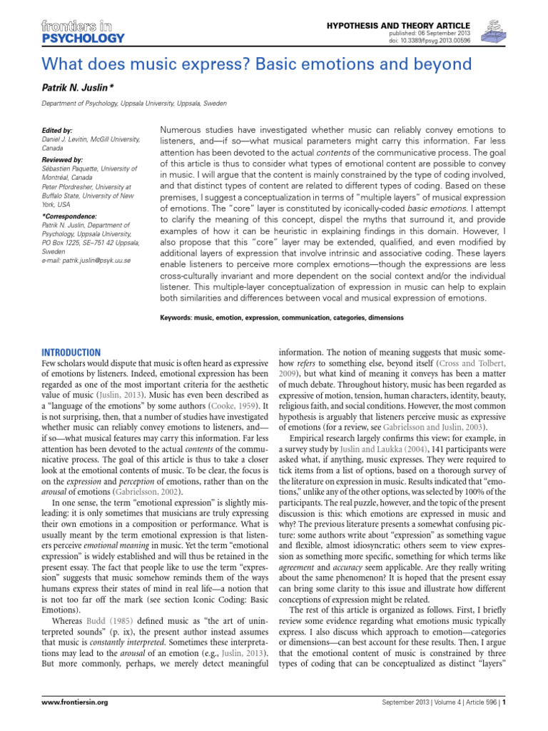 Understanding Music's Emotional Expression | PDF | Emotions | Anger