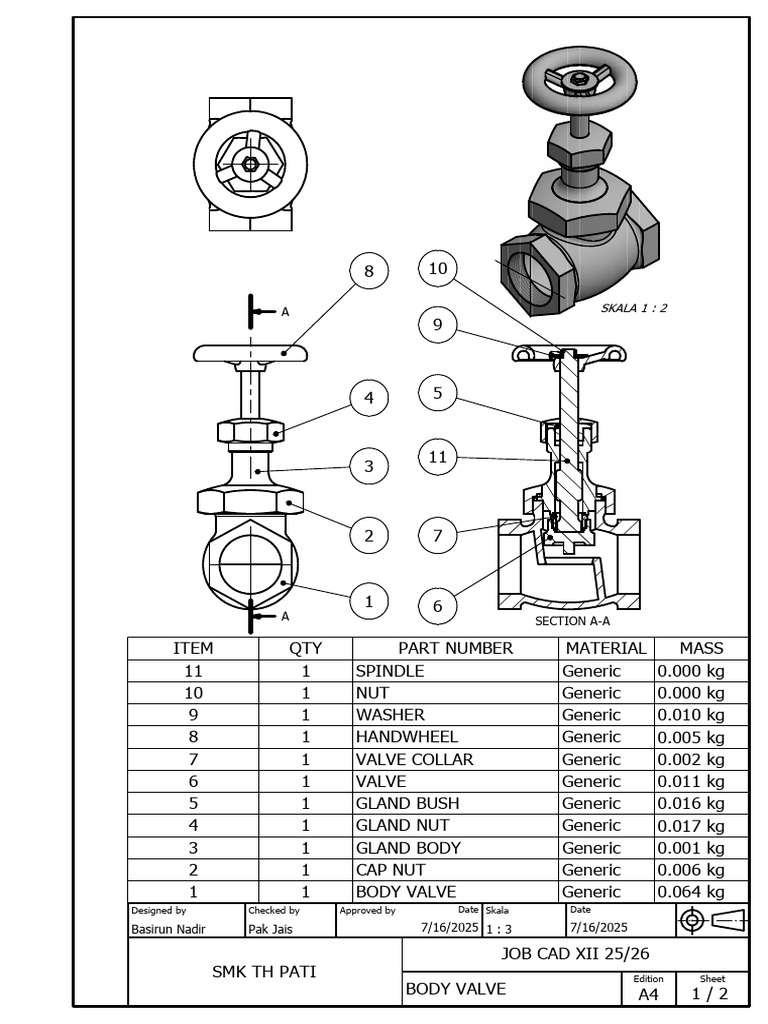 Body Valve CAD Design Specifications | PDF