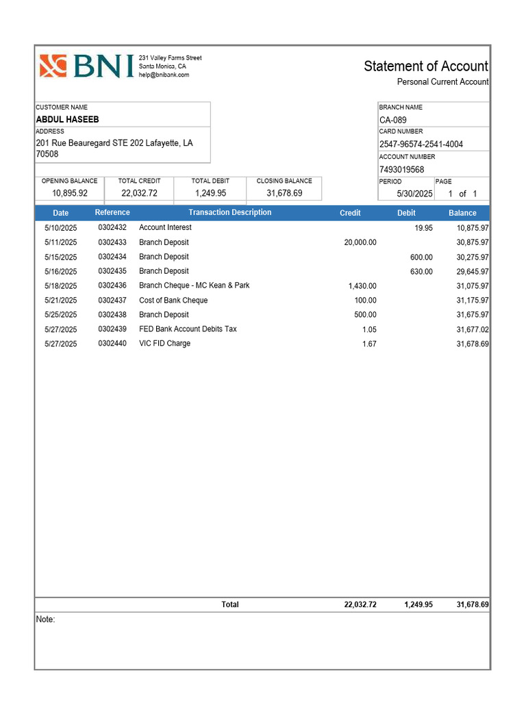 Bank Statement | PDF | Debits And Credits | Transaction Account