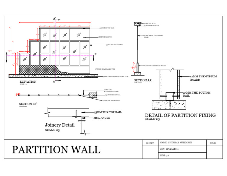 Partition Wall Construction Details | PDF | Wall | Materials