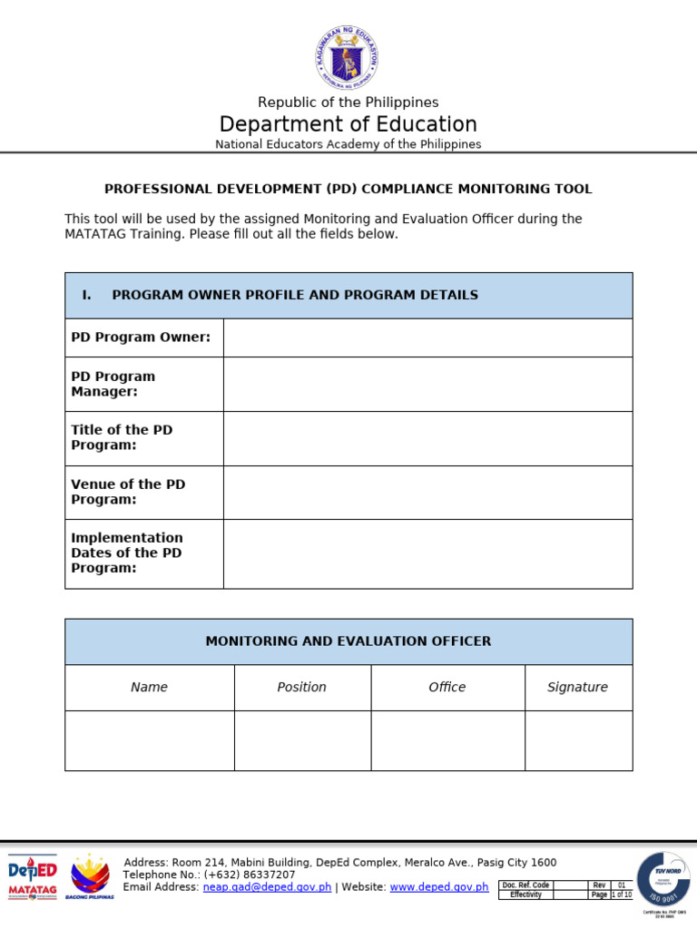 PD Compliance Monitoring Tool Guide | PDF