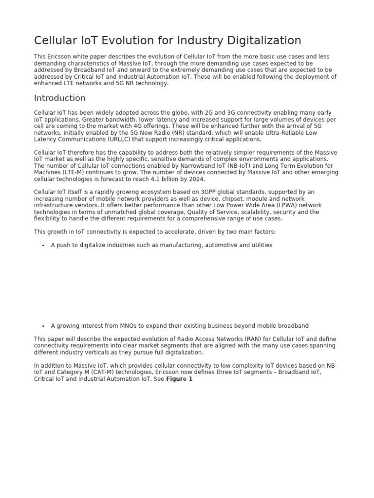 Cellular IoT for Industry Digitalization | PDF | Internet Of Things ...
