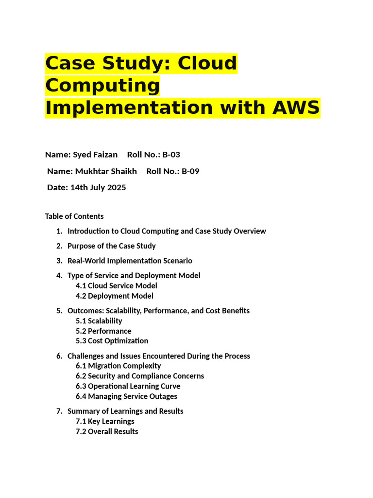 AWS Cloud Implementation Case Study | PDF | Cloud Computing | Amazon ...