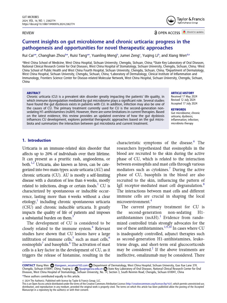 Current Insights On Gut Microbiome and Chronic Urt | PDF | Inflammation ...