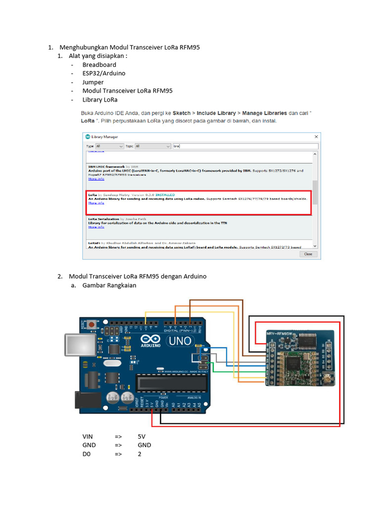Menghubungkan Modul Transceiver LoRa RFM95 | PDF | Arduino | Computer ...