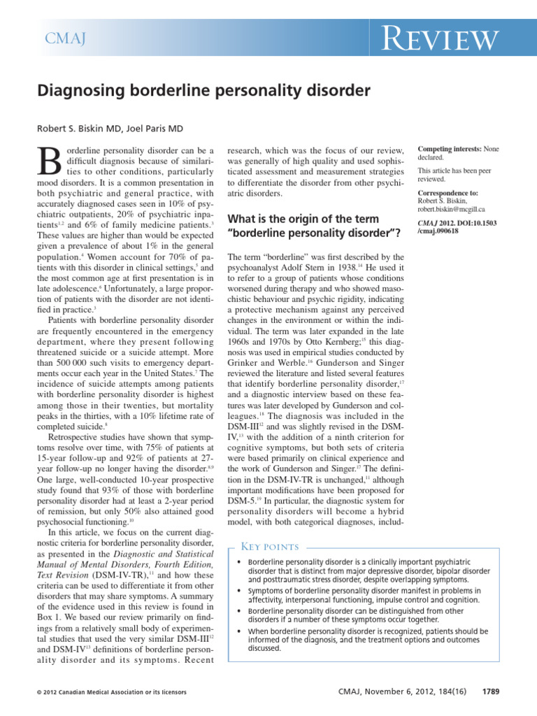 BPD Diagnosis | PDF | Borderline Personality Disorder | Mood Disorders