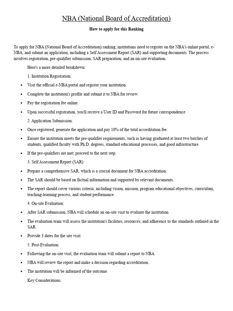 NBA Accreditation Application Process | PDF | Evaluation