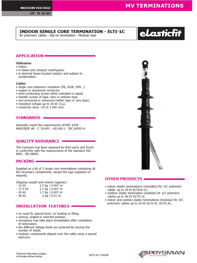 Medium Voltage Cable Terminations Guide | PDF | Insulator (Electricity ...