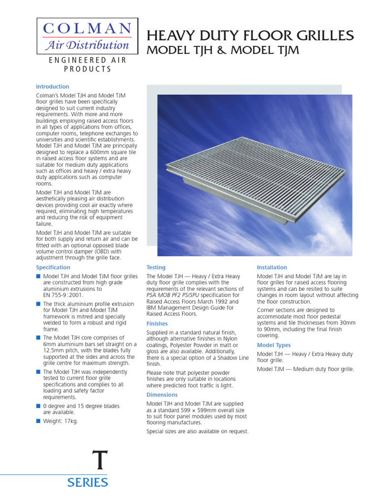 Heavy Duty Floor Grilles for Computer Rooms | PDF | Mechanical Engineering