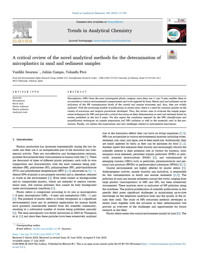 Novel Methods for Microplastics Analysis | PDF | Plastic | Polyethylene