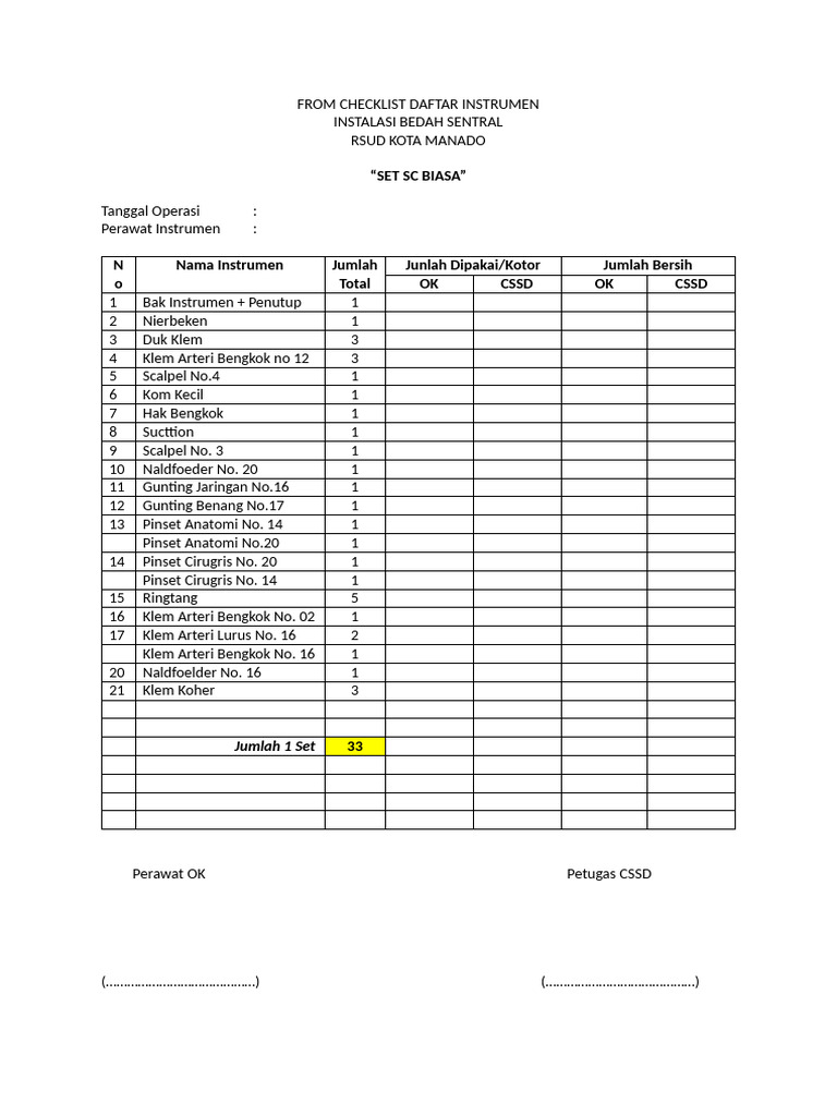 From Checklist Daftar Instrumen SC Biasa Ok | PDF
