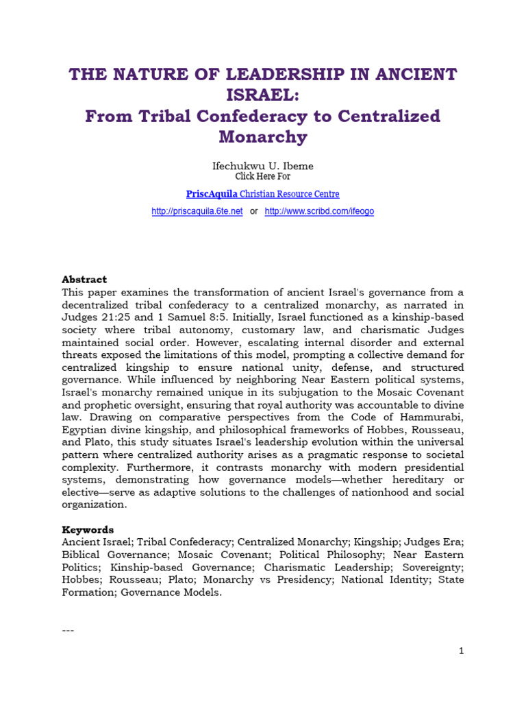 Transition to Centralized Monarchy in Israel | PDF | Samuel | Monarchy