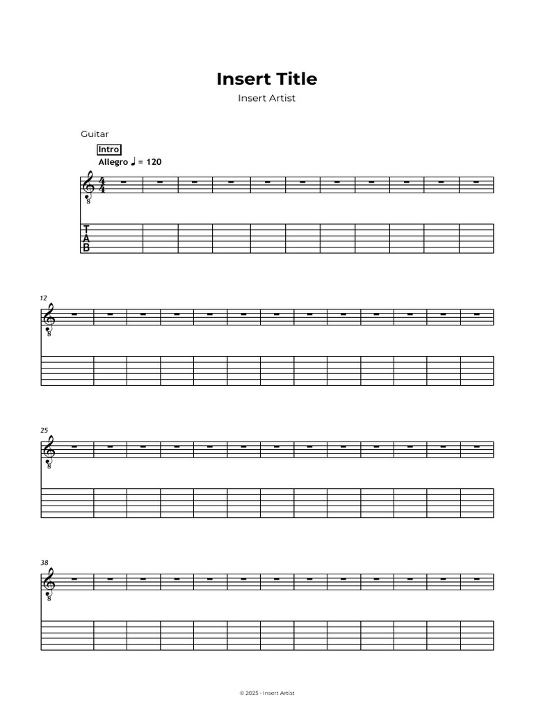 Empty Guitar Tab Sheet PDF | PDF