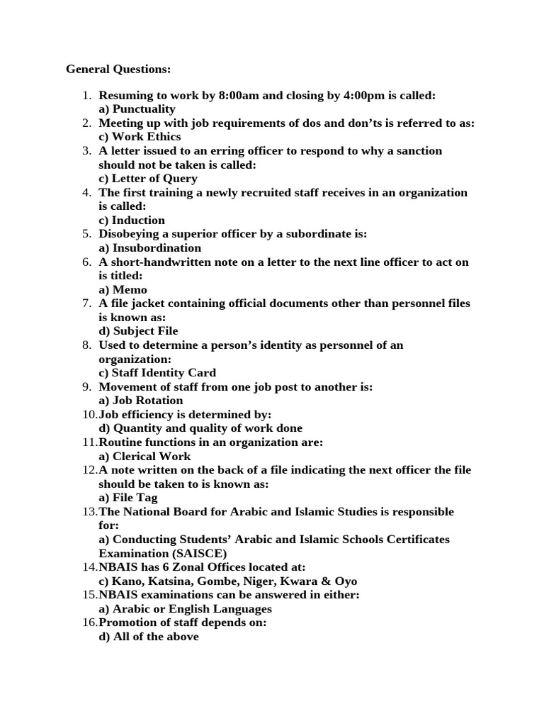 General Questions and Answer | PDF | Curriculum