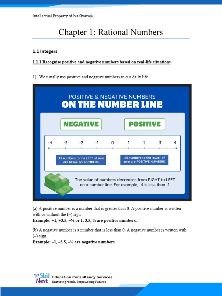 Secondary 1 UNIT 1 Rational Numbers Notes by Ms. Iva | PDF | Numbers ...