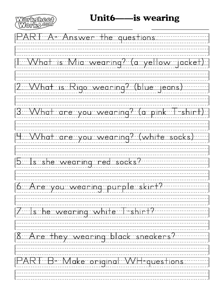 Unit 6 Exercises - Is Wearing | PDF
