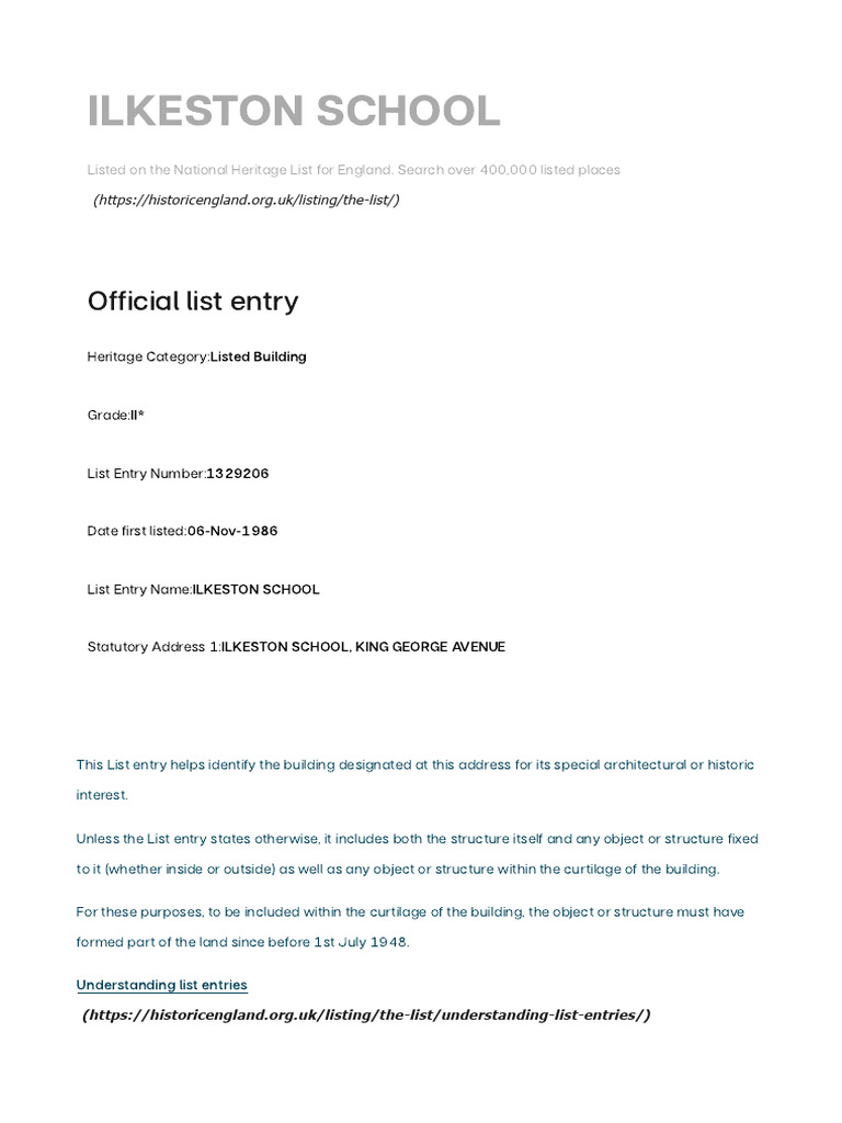 Ilkeston School Heritage Listing Details | PDF | Window | Architectural ...
