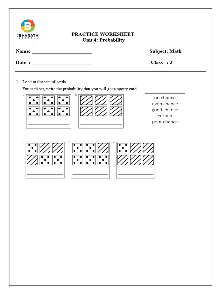 Grade 3 Probability Practice Worksheet | PDF