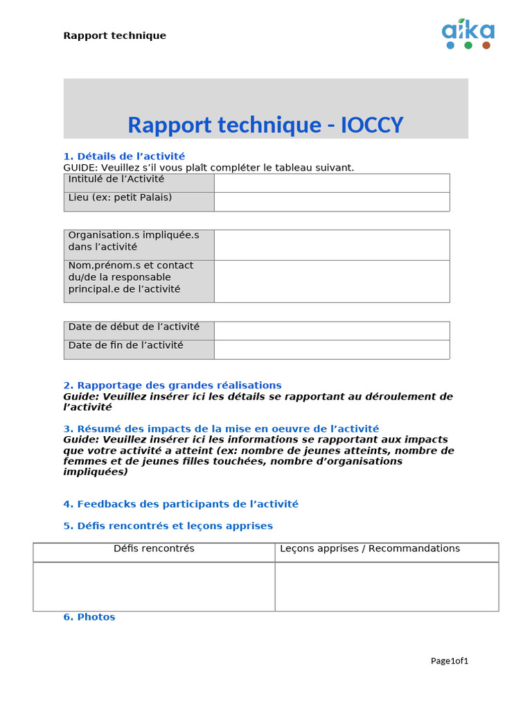 Rapport technique IOCCY | PDF