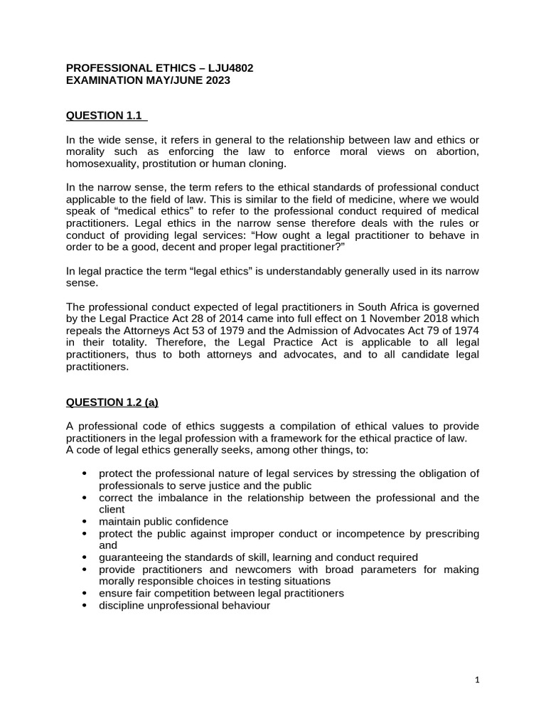 Legal Philosophy Answers to EXAMINATION MAY JUNE 2023 | PDF | Lawyer ...