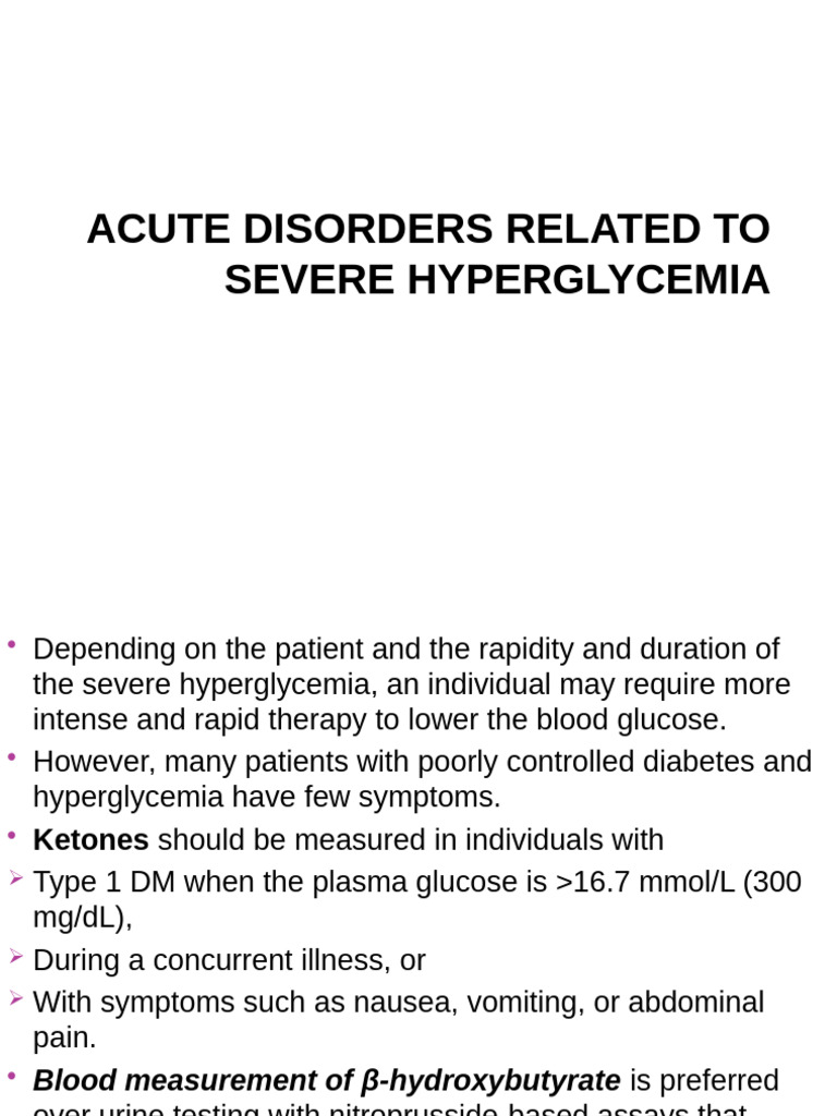 Acute Hyperglycemia Disorders Overview | PDF | Hyperglycemia | Diabetes ...