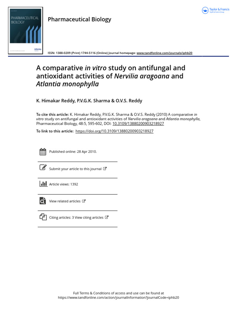 A Comparative in Vitro Study On Antifungal and Antioxidant Activities ...