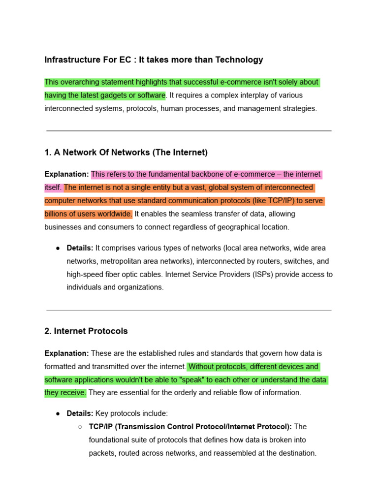 E-Commerce Infrastructure Essentials | PDF | Computer Network | Internet