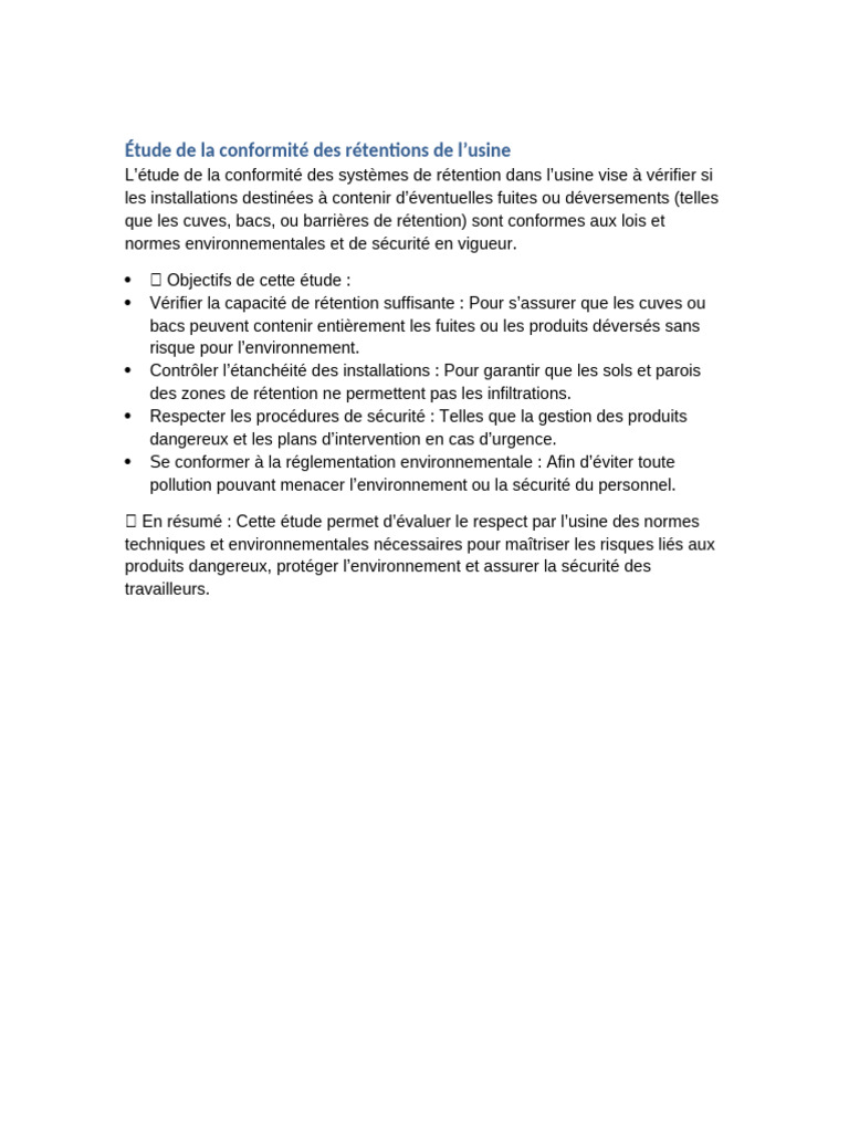 Conformité des systèmes de rétention usine | PDF