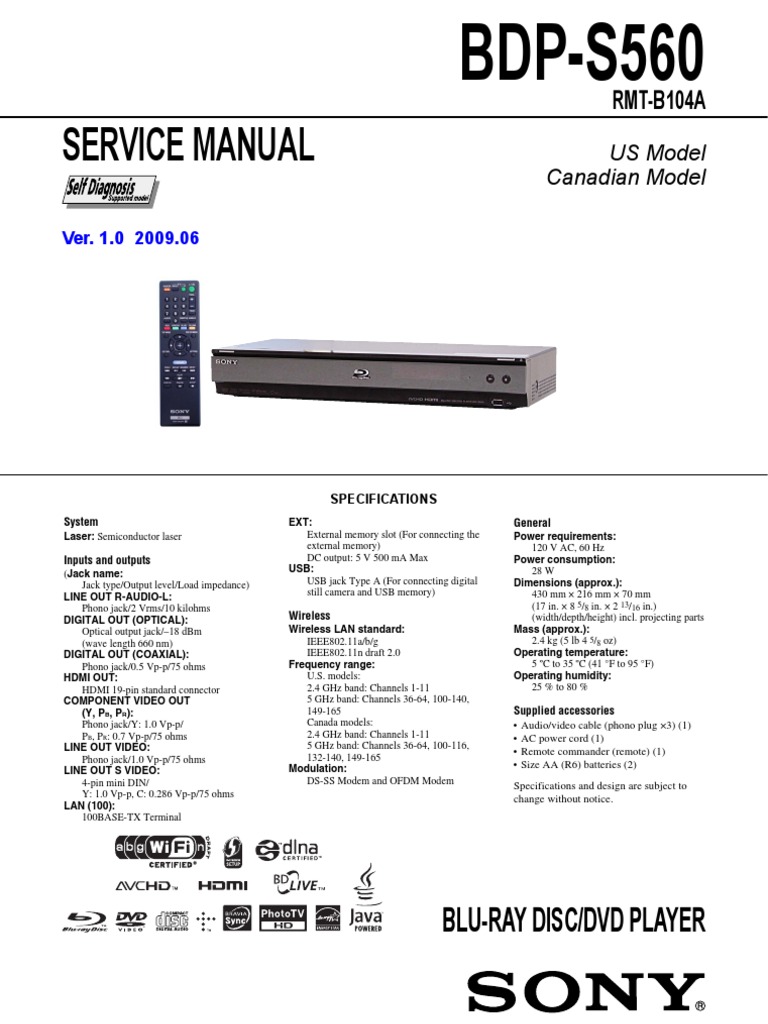 Sony BDP-S560 ET | PDF | Technology & Engineering