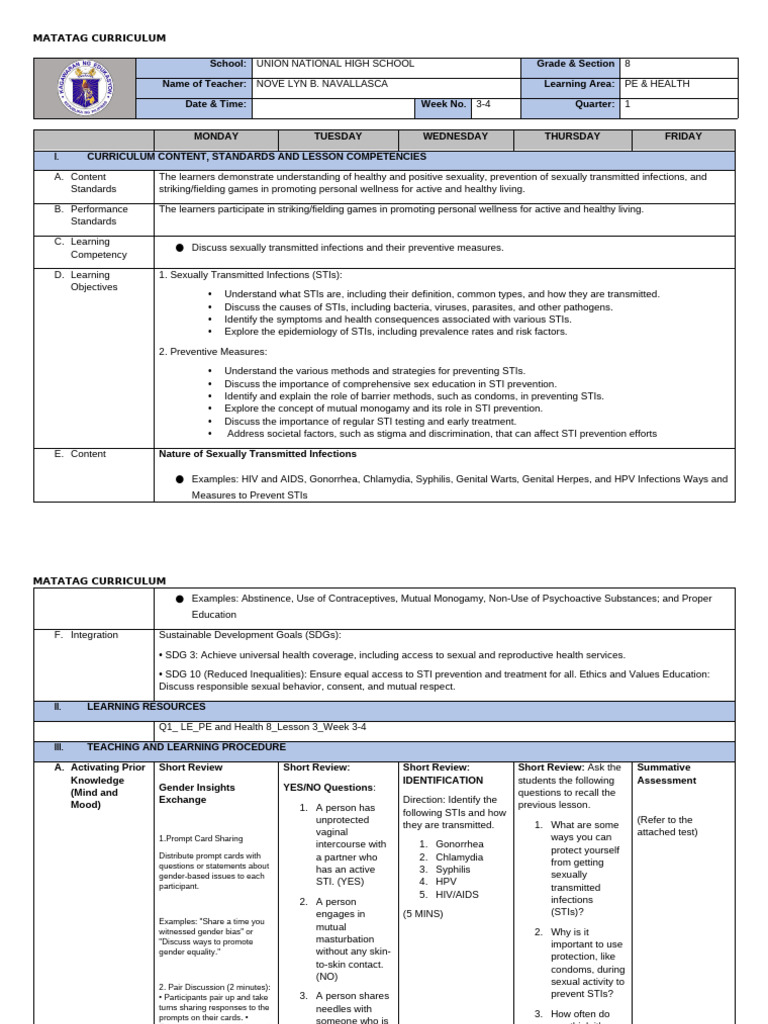 STI Prevention and Awareness Curriculum | PDF | Sexually Transmitted ...