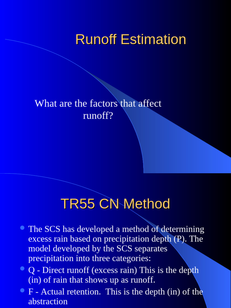 SCS CN Method for Runoff Estimation | PDF | Surface Runoff | Drainage Basin