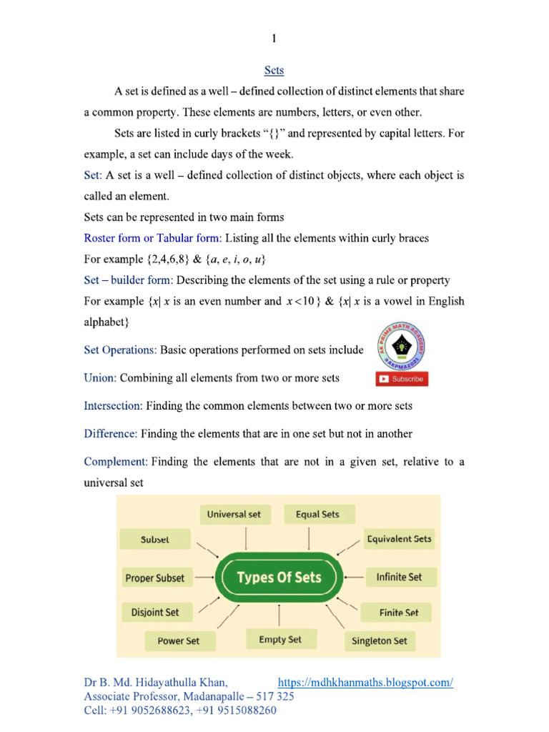Ap Intermediate Sets Chapter 1 Complete Notes | PDF