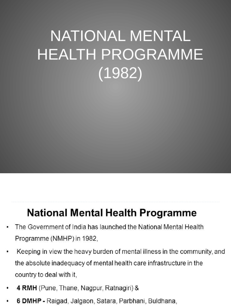 National Mental Health Programme Overview | PDF | Mental Health ...